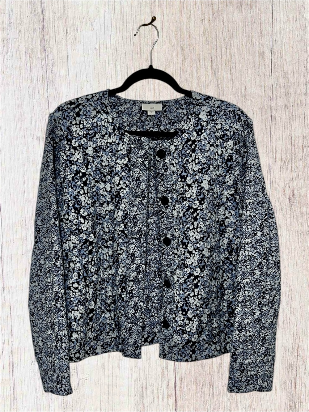J.Jill Blue & White Floral Button-Up Cardigan Size M - Picture 3 of 7